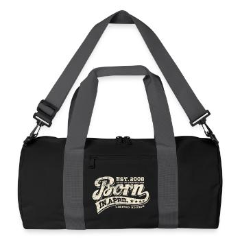 Born in April 2008 - Birthday - Gift - Recycled Duffel Bag - black/graphite grey - Front