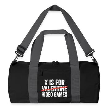 Valentine Gaming Typografie - Recycelte Duffel Bag - Schwarz/Graphitgrau - Vorne