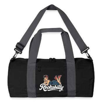 Rockabilly Pin-Up: Vintage Woman in Petticoat Dress - Recycled Duffel Bag - black/graphite grey - Front