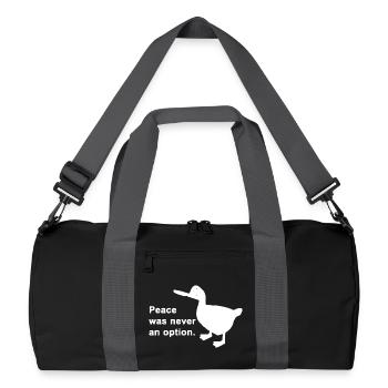 Duck of Defiance: Frieden keine Option - Recycelte Duffel Bag - Schwarz/Graphitgrau - Vorne