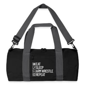 Eating, sleeping, arm wrestling, repeating, arm wrestling - Recycled Duffel Bag - black/graphite grey - Front