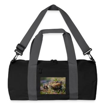 Nahaufnahme einer Erdkröte - Poster - Recycelte Duffel Bag - Schwarz/Graphitgrau - Vorne