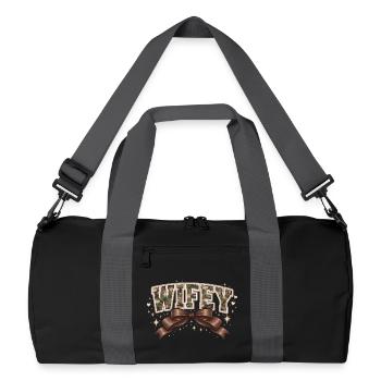 WIFEY Camouflage and Brown Bow | Coquettish style - Recycled Duffel Bag - black/graphite grey - Front