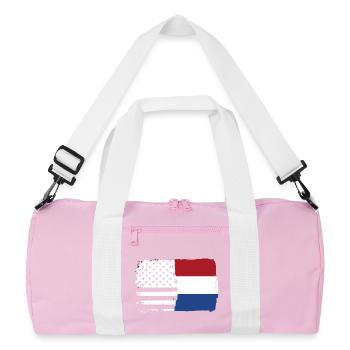 Flag Fusion: Stars Stripes Dutch Brush - Recycled Duffel Bag - pink/white - Front