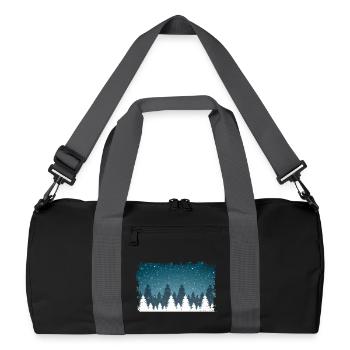 Schneefall | Weisse Tannen, ausgefranstem Rand - Recycelte Duffel Bag - Schwarz/Graphitgrau - Vorne