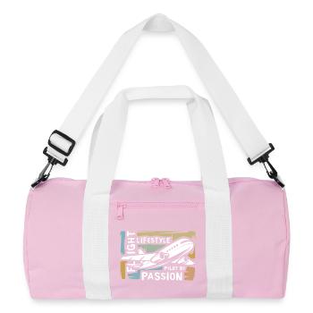 Pilote par Passion - collage d’avion vintage - Sac de sport recyclé - rose/blanc - Devant