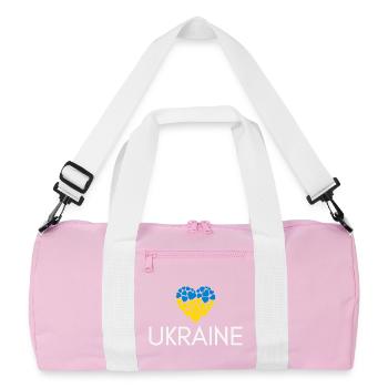 Cœur avec drapeau ukrainien, j’aime l’Ukraine - Sac de sport recyclé - rose/blanc - Devant