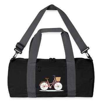 Pink Bicycle with Basket - Recycled Duffel Bag - black/graphite grey - Front