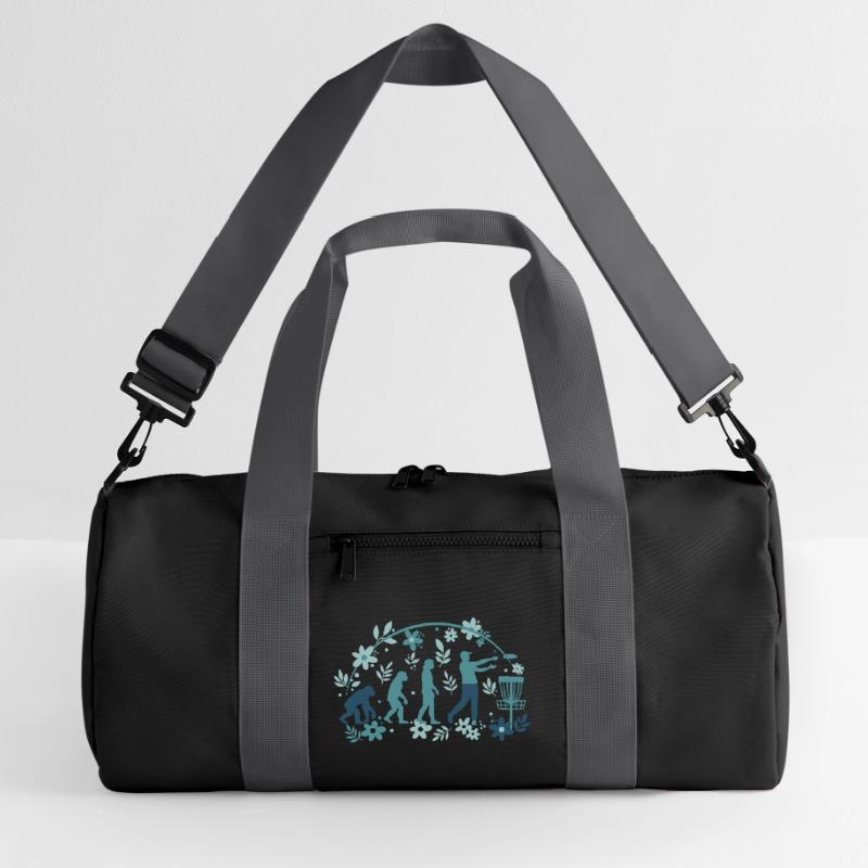 Disc Golf Evolution Funny Disc Golfer Flying Disc Recycled Duffel Bag