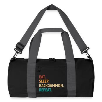 Eat Sleep Backgammon Repeat | Board Game - Recycled Duffel Bag - black/graphite grey - Front