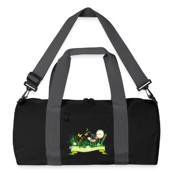 prairie printanière luxuriante avec des fleurs et des insectes - Sac de sport recyclé - noir/gris graphite - Devant