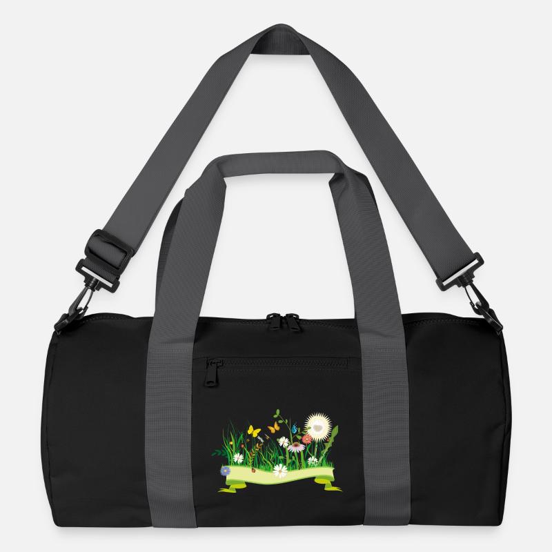 lush spring meadow with flowers and insects Recycled Duffel Bag