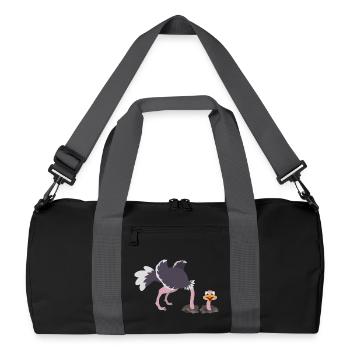 Bird ostrich sticks its head through the sand - Recycled Duffel Bag - black/graphite grey - Front