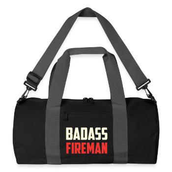 Kampflustiger Feuerwehr-Badass - Recycelte Duffel Bag - Schwarz/Graphitgrau - Vorne