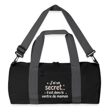 Das Geheimnis in Mamas Bauch - Recycelte Duffel Bag - Schwarz/Graphitgrau - Vorne
