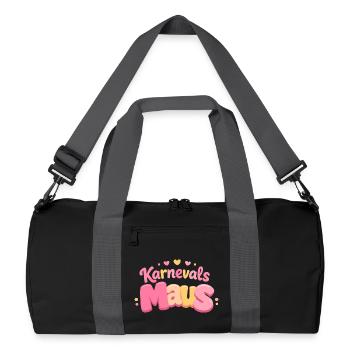 Karnevalsmaus Kölsche Mädsche – Karneval Köln - Recycelte Duffel Bag - Schwarz/Graphitgrau - Vorne
