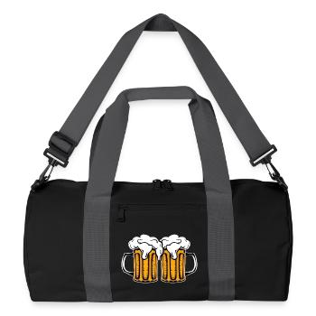Bière, verres à bière, cadeau de la fête des pères Papa - Sac de sport recyclé - noir/gris graphite - Devant