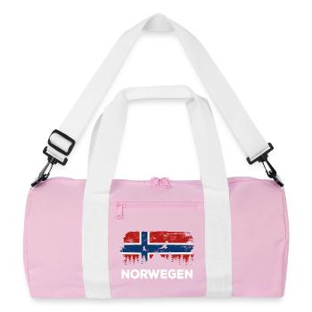 Silhouette de Norvège - Drapeau de la nature des vacances - Sac de sport recyclé - rose/blanc - Devant