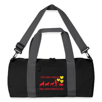Canis lupus evolution Homo sapiens domestication - Recycled Duffel Bag - black/graphite grey - Front