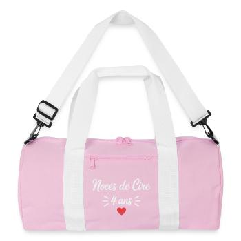 4-jähriges Jubiläum Wachshochzeit - Recycelte Duffel Bag - Rosa/Weiß - Vorne