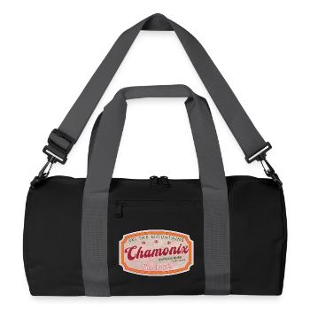 Chamonix Mountain Ski Vintage Label - Recycelte Duffel Bag - Schwarz/Graphitgrau - Vorne