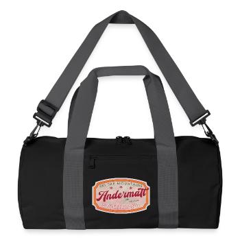 Andermatt Schweiz Ski Vintage Label - Recycelte Duffel Bag - Schwarz/Graphitgrau - Vorne