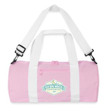 Ich bin wach Badge - Recycelte Duffel Bag - Rosa/Weiß - Vorne