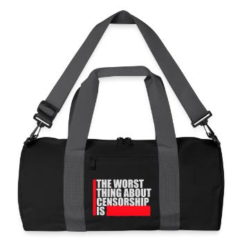 The Worst Thing About Censorship Is Lustig Ironie - Recycelte Duffel Bag - Schwarz/Graphitgrau - Vorne