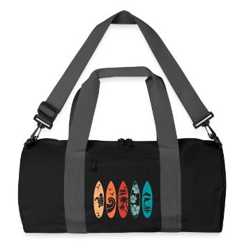 Retro Surfboard  - Recycled Duffel Bag - black/graphite grey - Front