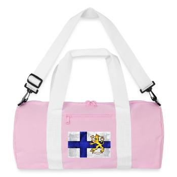 Finlande, Lion - Design - Sac de sport recyclé - rose/blanc - Devant
