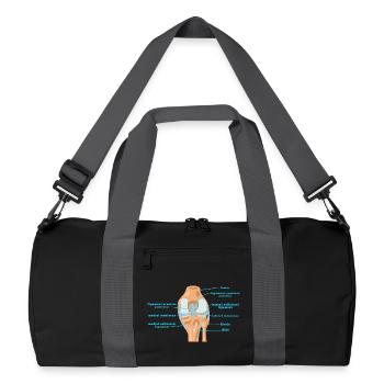 Physio Knie Anatomie Kreuzband Meniskus - Recycelte Duffel Bag - Schwarz/Graphitgrau - Vorne