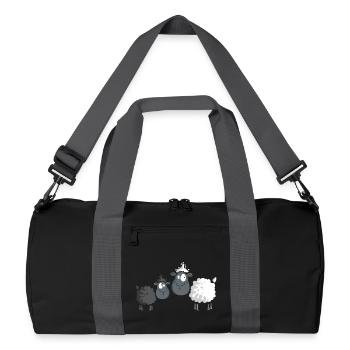 Black and white sheep - Cartoon - Gift - Baby - Recycled Duffel Bag - black/graphite grey - Front