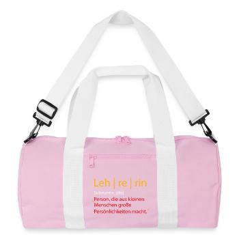 Lehrerin - Recycelte Duffel Bag - Rosa/Weiß - Vorne