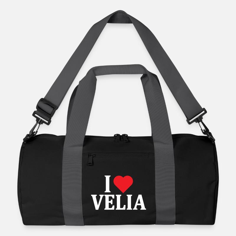 T-Shirt I love Velia T-Shirt Geschenkidee - Recycelte Duffel Bag - Schwarz/Graphitgrau