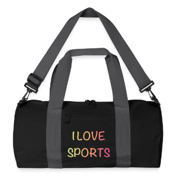I Love Sports – Colorful Gradient Font - Recycled Duffel Bag - black/graphite grey - Front