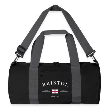 Bristol England – Urlaub Souvenir & Geschenk - Recycelte Duffel Bag - Schwarz/Graphitgrau - Vorne