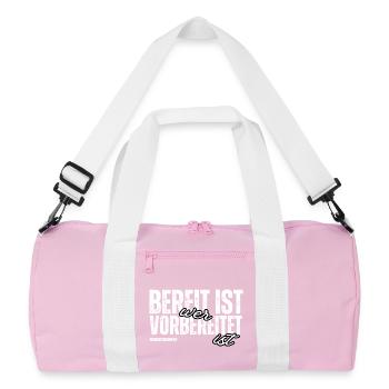 Bereit ist, wer vorbereitet ist - Recycelte Duffel Bag - Rosa/Weiß - Vorne