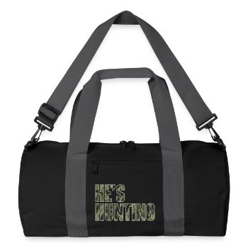 Il est la femme chasseuse d’un fier chasseur - Sac de sport recyclé - noir/gris graphite - Devant
