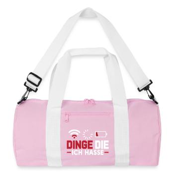 Nerd Computer DINGE DIE ICH HASSE LUSTIG - Recycelte Duffel Bag - Rosa/Weiß - Vorne