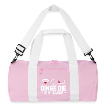 Nerd Computer DINGE DIE ICH HASSE LUSTIG - Recycelte Duffel Bag - Rosa/Weiß - Vorne
