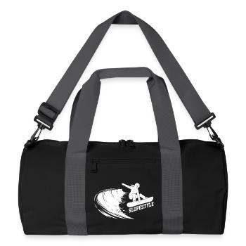 Slopestyle Snowboard Action in den Bergen - Recycelte Duffel Bag - Schwarz/Graphitgrau - Vorne