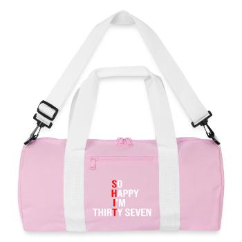 So Happy I'm Thirty Seven - Recycled Duffel Bag - pink/white - Front