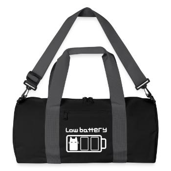 Katze mit wenig Batterie - Recycelte Duffel Bag - Schwarz/Graphitgrau - Vorne