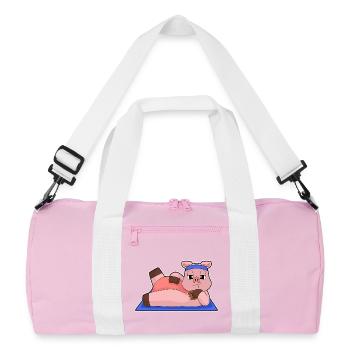 Schwein Yoga Fitness Gymnastik - Recycelte Duffel Bag - Rosa/Weiß - Vorne