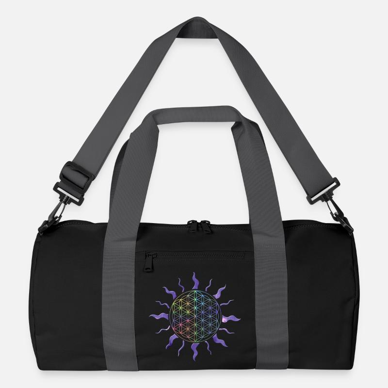 Blume des Lebens Sonne Mandala Regenbogen Recycelte Duffel Bag