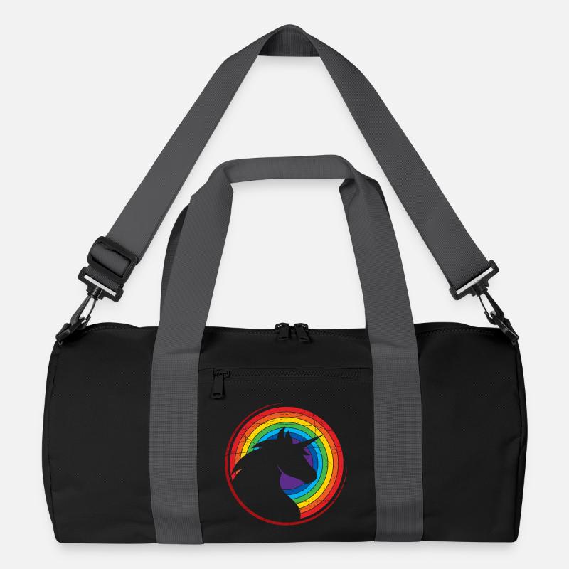 Einhorn - Bunt - Regenbogen - Recycelte Duffel Bag - Schwarz/Graphitgrau