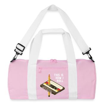 Mixtape Musik Tape Kassette 80er 90er Retro Stift - Recycelte Duffel Bag - Rosa/Weiß - Vorne