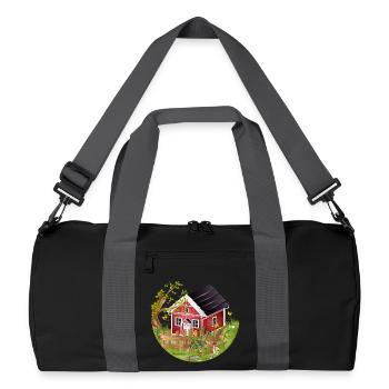 petite maison rouge avec jardin au printemps - Sac de sport recyclé - noir/gris graphite - Devant