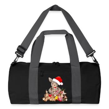 kangourou doux pour Noël avec chapeau de Noël - Sac de sport recyclé - noir/gris graphite - Devant