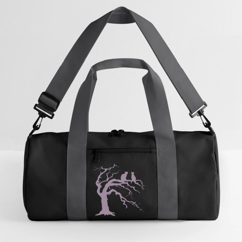 Dead tree with 2 cats silhouette Recycled Duffel Bag